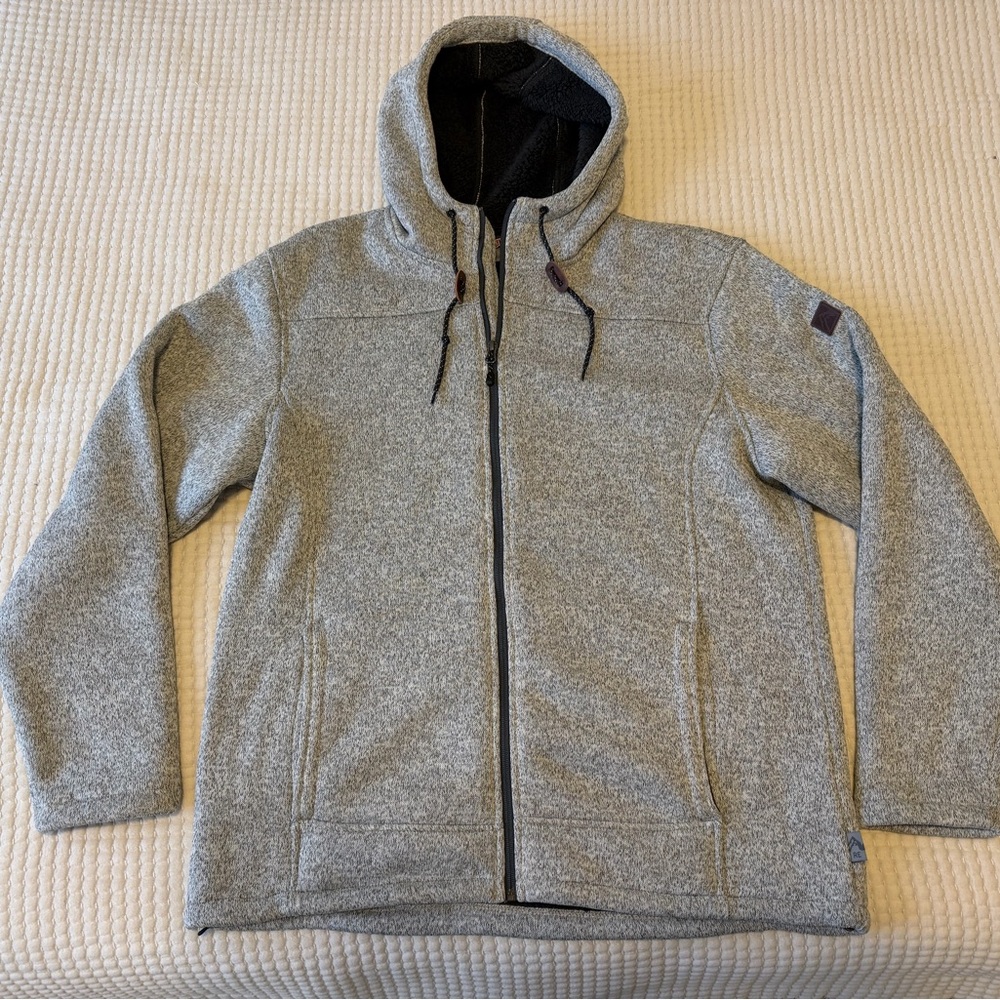Men's Mountain Full Zip Hooded Melange Sweater Fleece Jacket